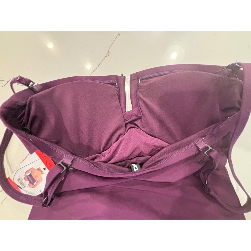 DKNY Medium One Piece Swimsuit Womens Purple Ruched Bandeau 1943727 - Picture 4 of 7
